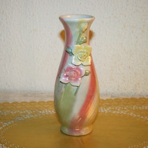 Vintage flower vase, Iridescent ceramic, Centerpiece decoration, floral arrangement, bouquet, Mid Century Style- Gift for her-Christmas gift