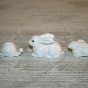 Mid Century Vintage Handmade Bone China Bunnies Figurine Family /Gift for her/ Christmas Gift