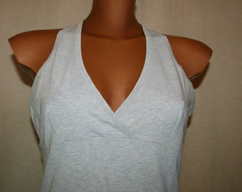 Racer back tank top, gray color Tank Top, Vintage 90s - Everyday blouse / Gift for her / Summer blouse/women's clothing