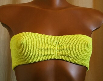 Sexy stretch swimsuit- bikini /acid yellow color/Bandeau bra/no-frills /women's swimsuit/beach clothings