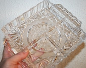 Art Glass, Vintage 70s, Brilliant hand cut Crystal appetizer plate