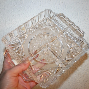 Art Glass, Vintage 70s, Brilliant hand cut Crystal appetizer plate