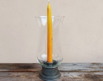 Pewter candle holder with glass - Made in Italy - Christmas gift