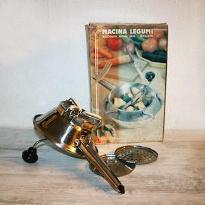 Mechanical sieve, pass legumes - tomatoes press/3 Accessories / kitchen utensils/ Hand Mill Steel /Vintage 70s/ Gift for Her / Chef gift