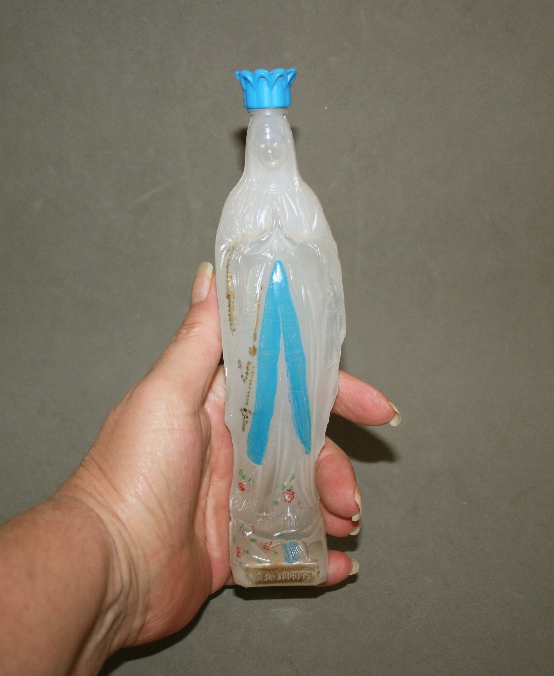 3 botellas de agua bendita llenas de agua bendita de Lourdes y tarjeta de  oración de Lourdes