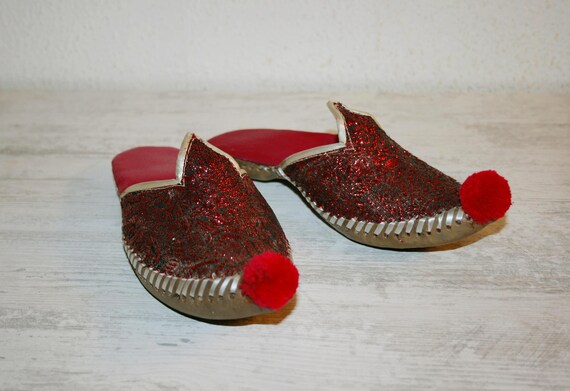 Vintage Women s Persian Turkish Silk Pointed Toe Aladdin Slippers