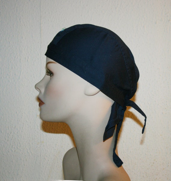 Vintage Style Surgical Cap - blue cotton hat - do… - image 1