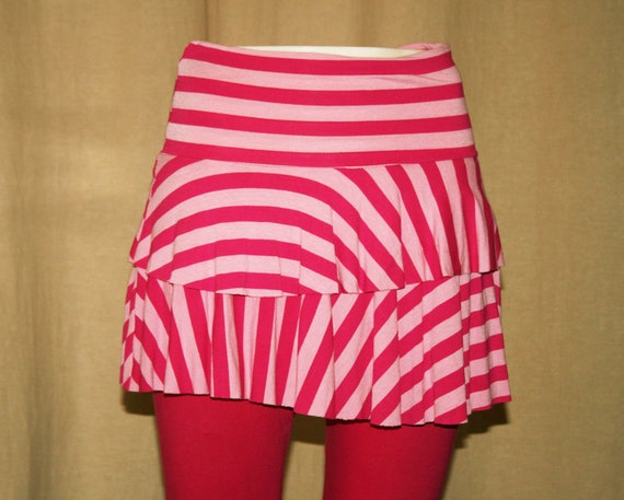 Vintage, Striped fabric short skirt / young cloth… - image 1