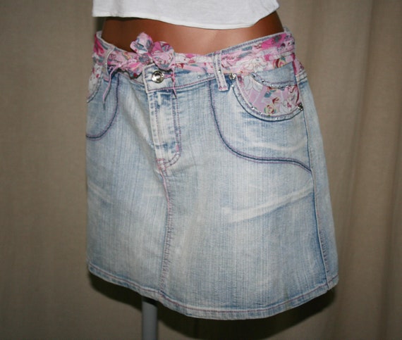 80s pink denim hot sale skirt