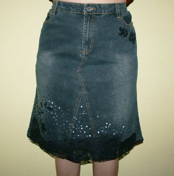 VINTAGE Denim Skirt Womens/Blue Skirt/ Skirt Casu… - image 1