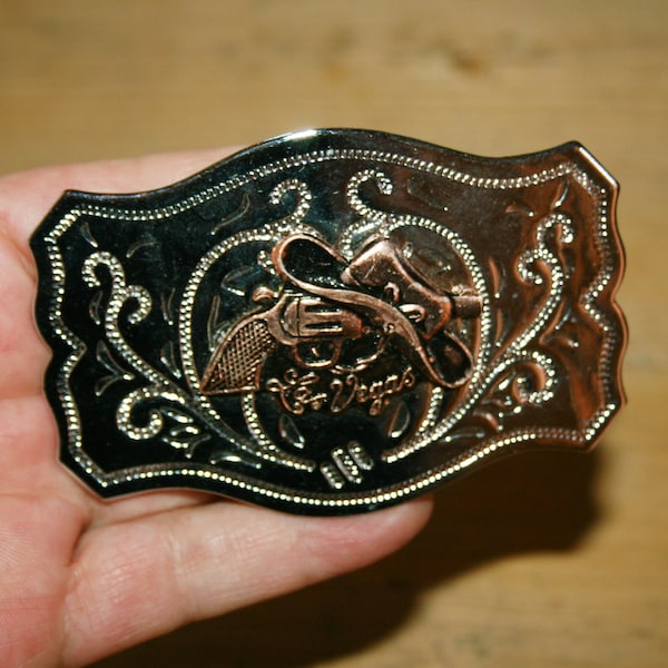 Vintage, Las Vegas western buckle - cowboy hat - metal -
