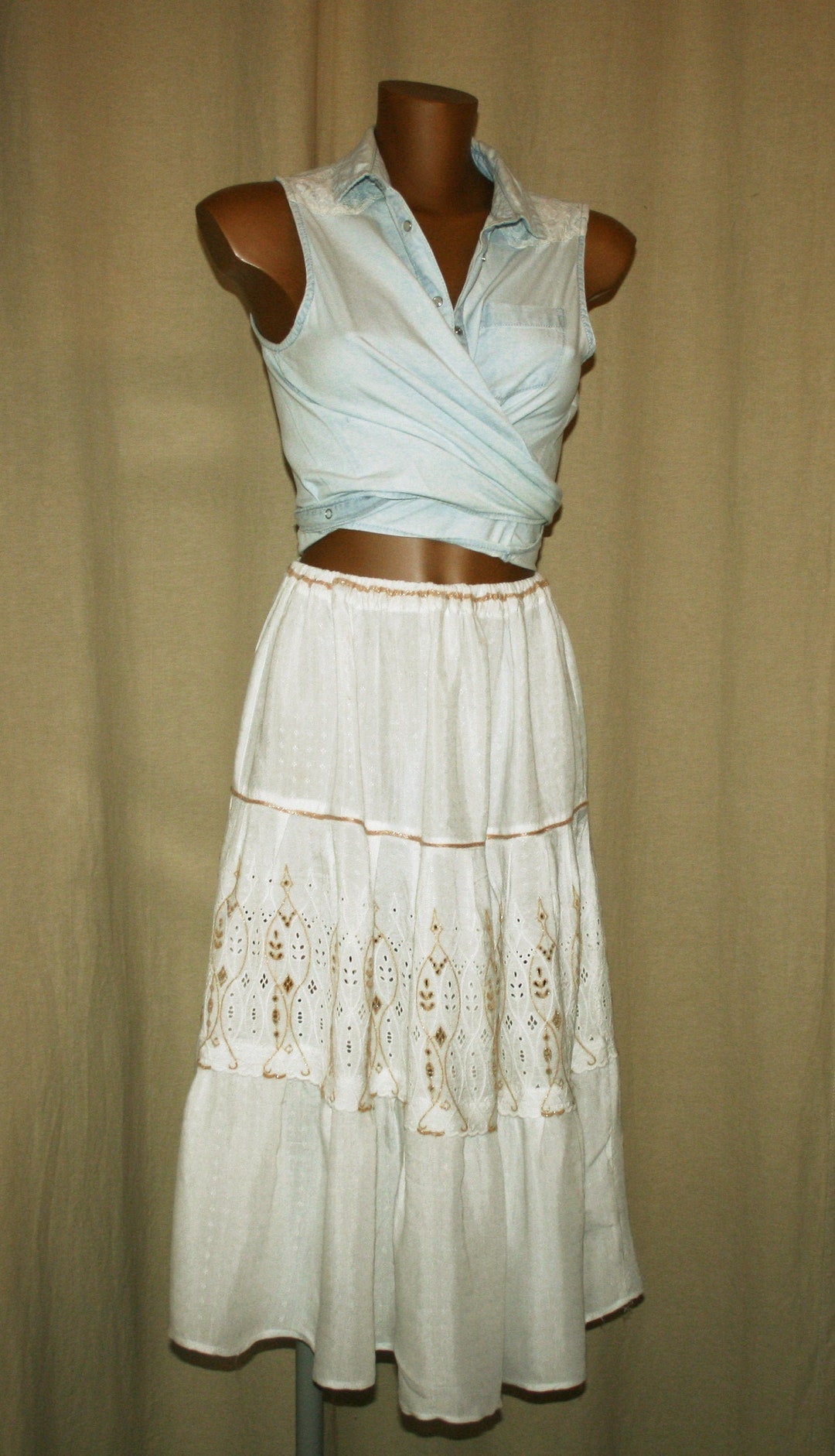boho ファッション Venica Bijou embroidery skirt