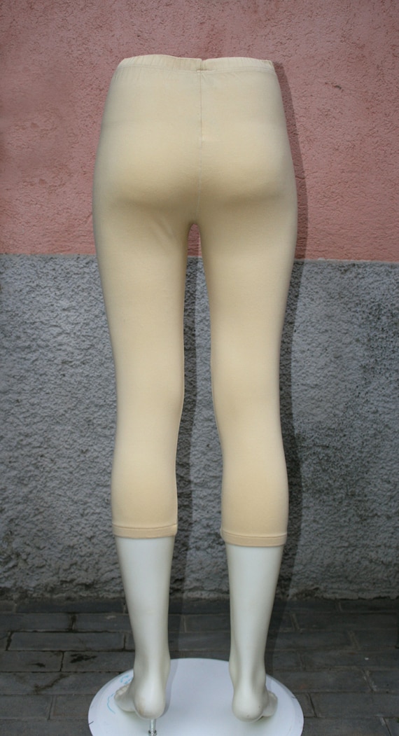Vintage 90s, Leggings, Light Canary Yellow Color /gym Yoga Pants/ Summer  Pants / Fresh Stretch Cotton /gift for Her 