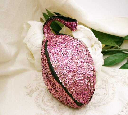 Vintage 90’s rose pink pretty sequin evening purse