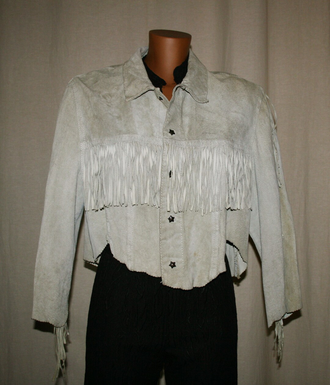 Vintage Leather Western Jacket With Fringes/ Fringe Jacket/ Suede
