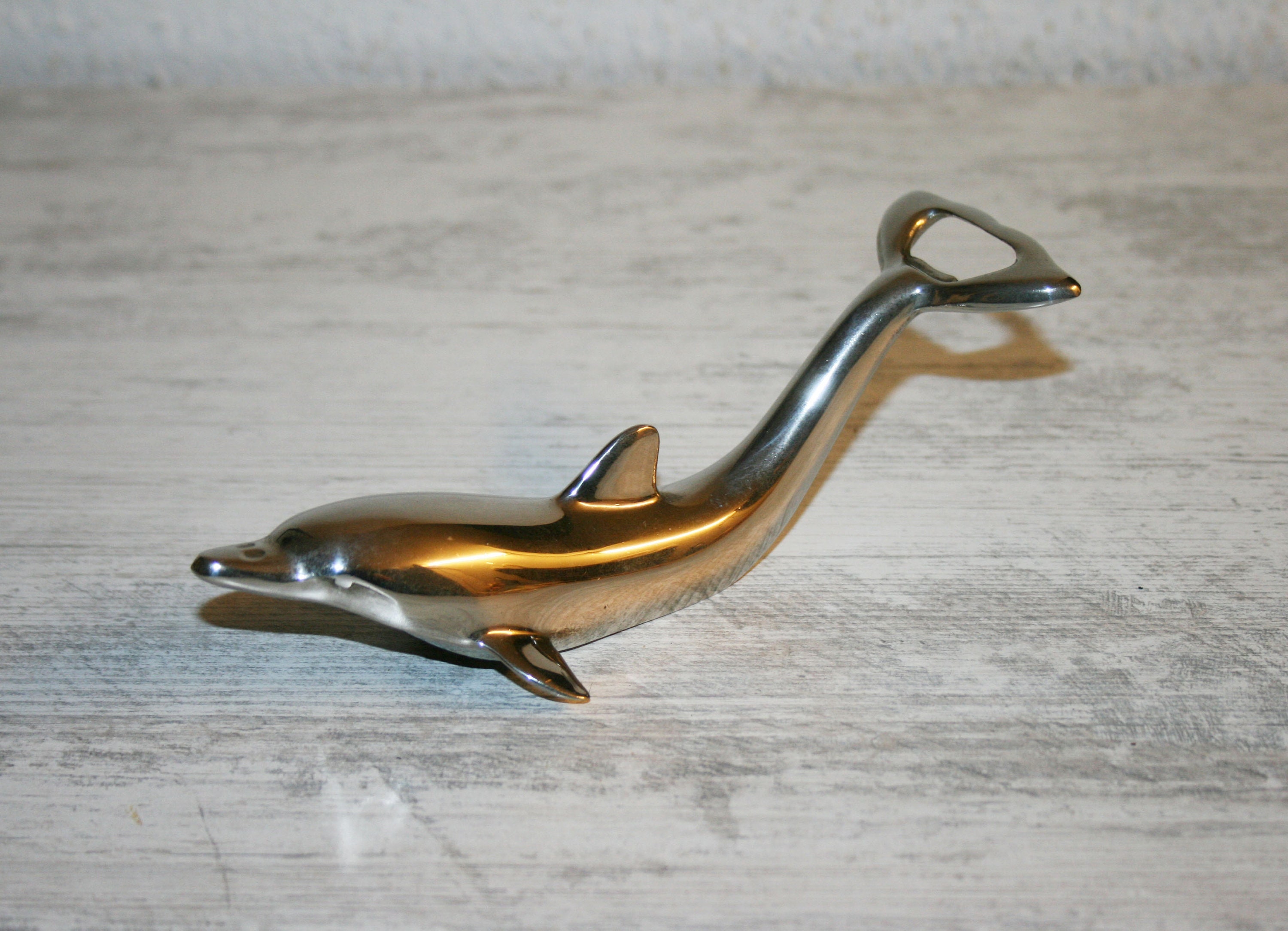 Dolphin Bottle Opener, Vintage, Silver Metal - Metal Bottle Opener