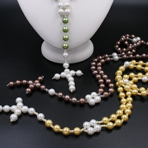 Pearl CATHOLIC ROSARY, Christening GIFTS, First Communion Gifts, Wedding Rosary, Pearl Rosaries, Bridal Bouquet Rosaries