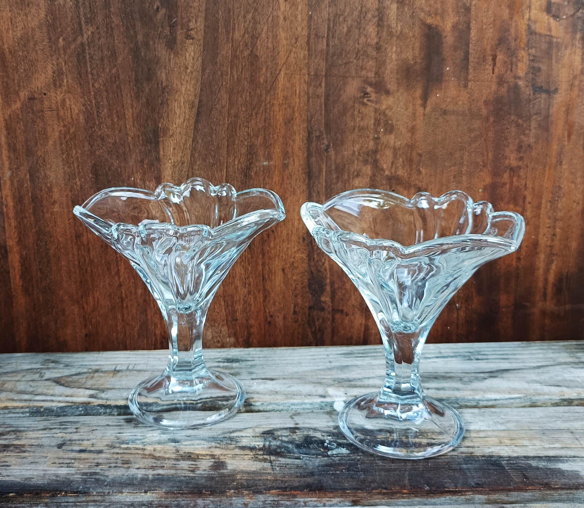 Lot de 5 coupes à glaces en verre gaufré bormioli rocco fabriqués en Italie vintage