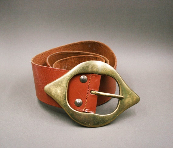 Vintage 80s BELT LEATHER WOMAN/Brown leather/Speci