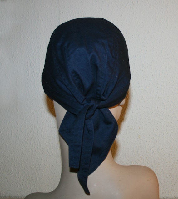 Vintage Style Surgical Cap - blue cotton hat - do… - image 3