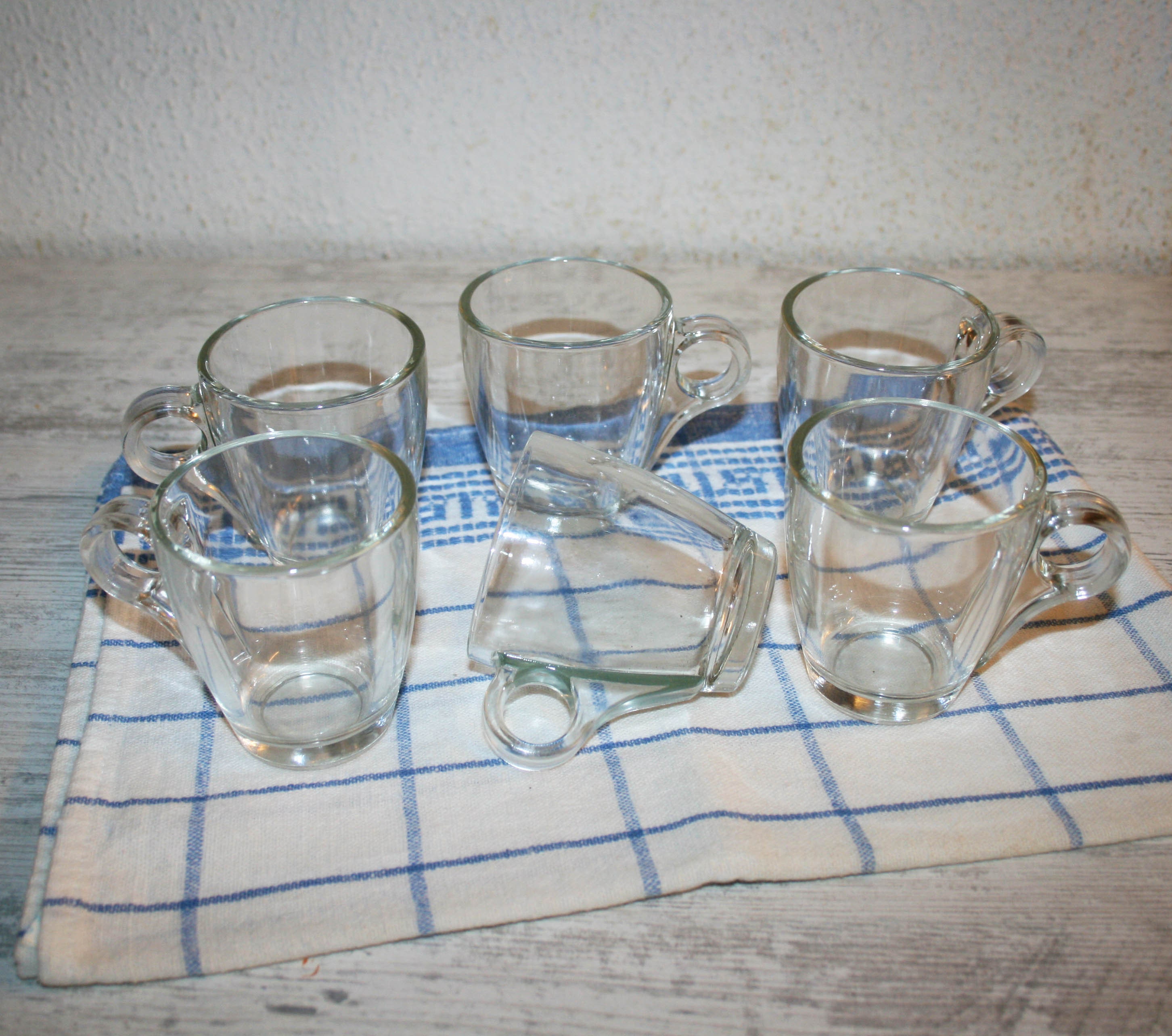 Clear Glass Coffee Cups, With Handle Set of 6, Tableware Glass ...