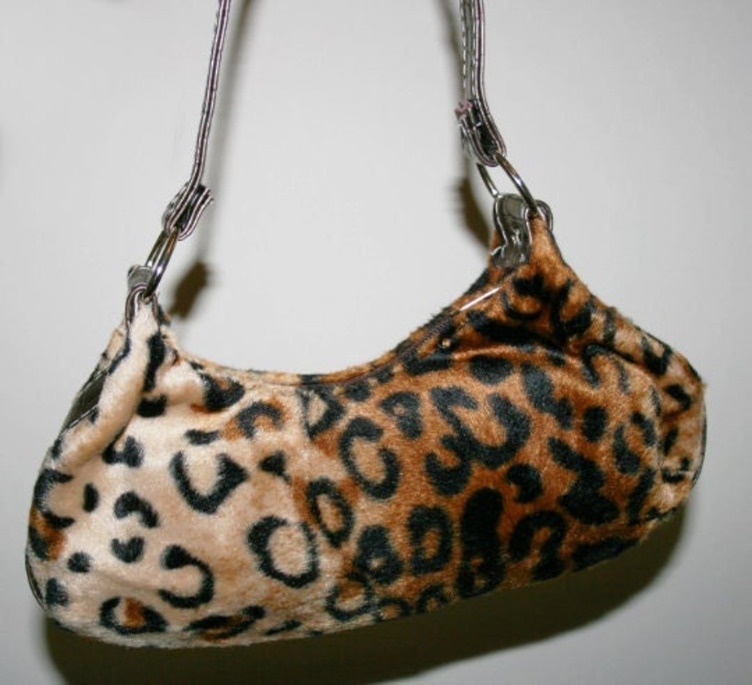  Leopard Tote Bag Women's Vintage Suedette Material