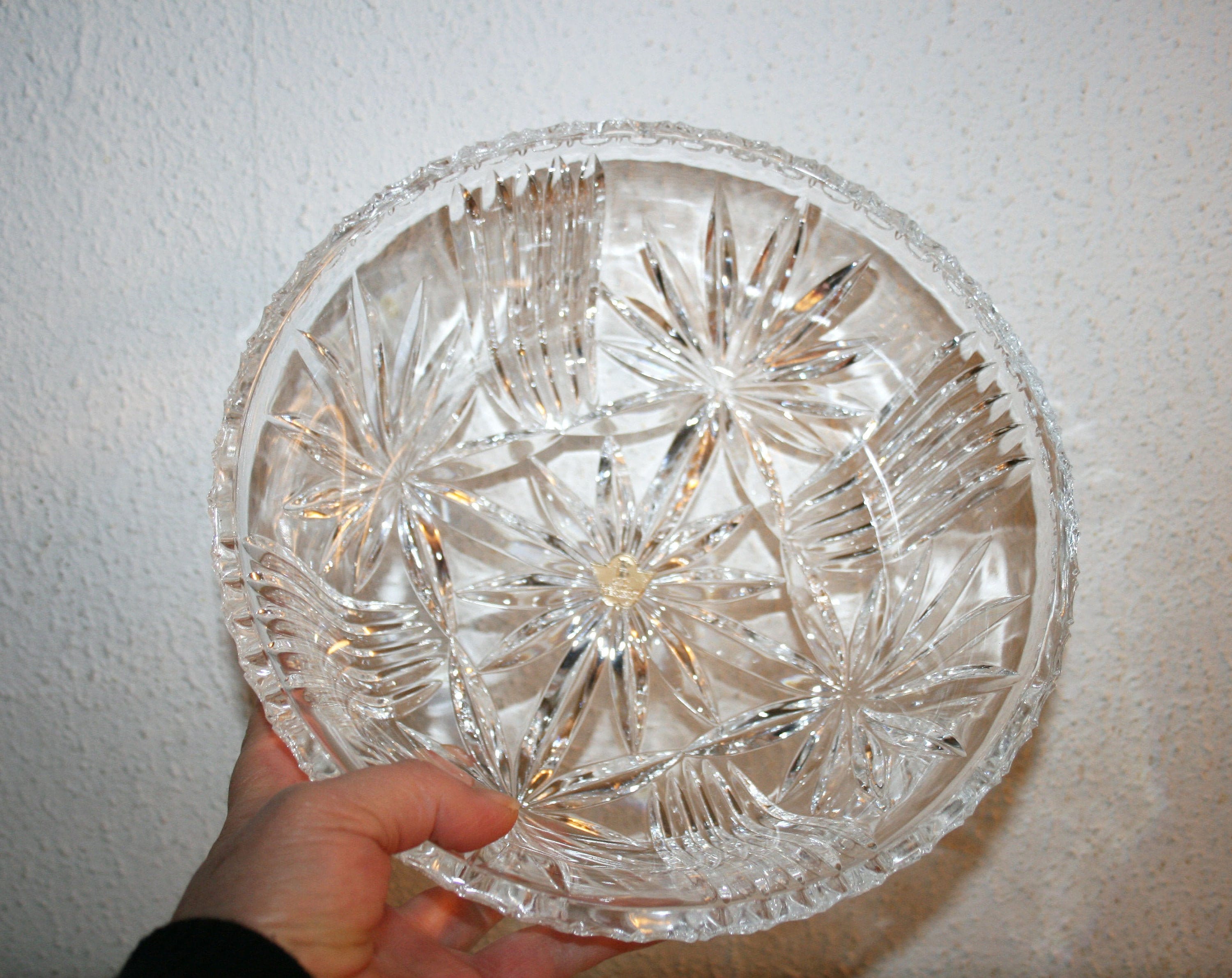 Superbe Grand Saladier en Verre/Cristal Irridescent, Très Bon État