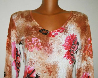 Vintage 90s sweater -Floral design -Made in italy - formal evening- cocktail- Luxury -fashion -gift for her-Mother's gift