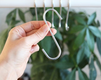 Pack S Hooks, Long Metal Hook, Macrame Craft Hangers, Large 10cm Rail Clasp