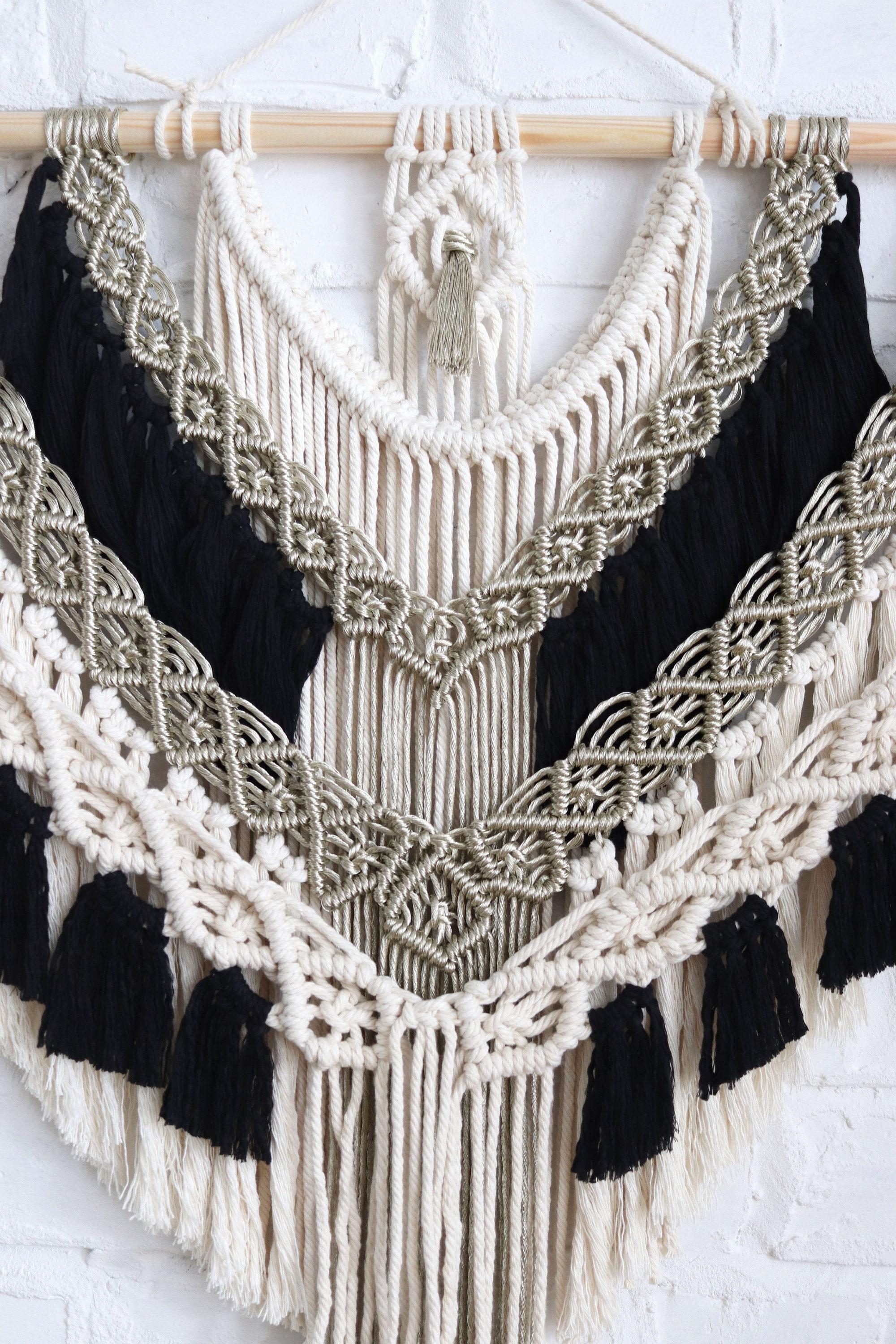Macrame Dust Ruffle Macrame Large Wall Hanging, 'gold Dust Woman', Living Room Woven Boho ...
