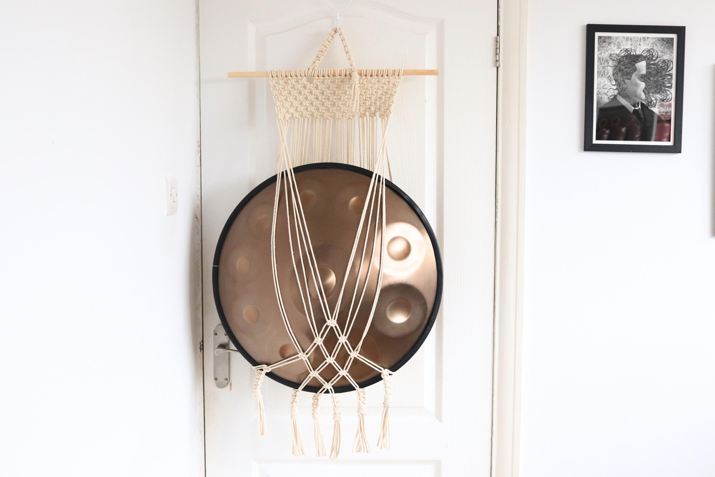 Macrame Handpan Hanger: Boho Drum Wall Mount With Pine Dowel - Etsy