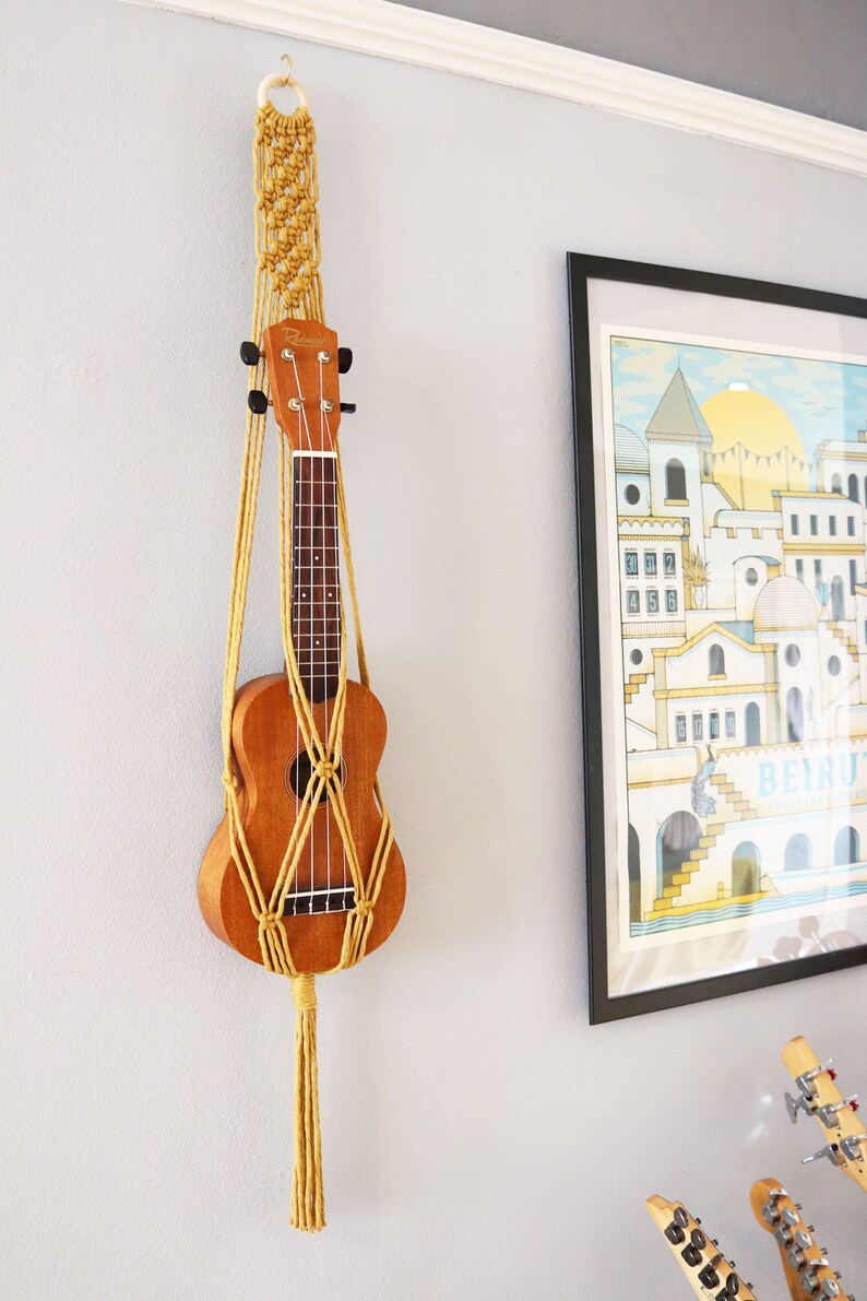 Macrame Ukulele Wall Hanger Ukulele Stand Guitar Wall Decor Etsy