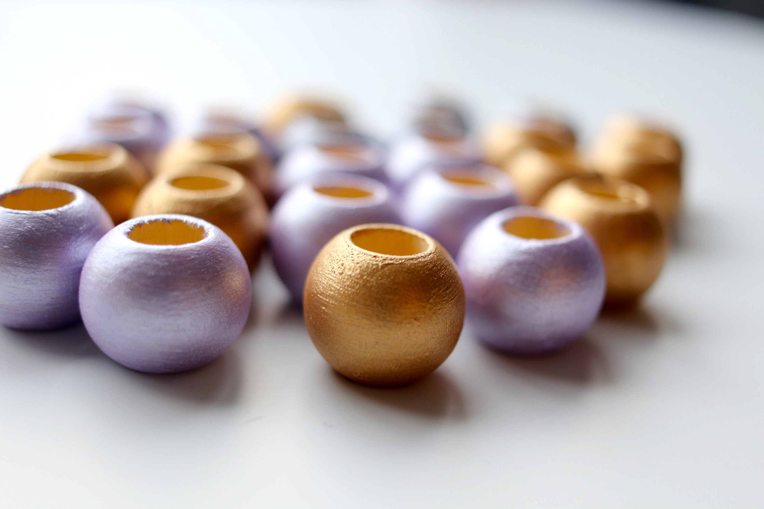 Large Hole Macrame Craft Beads Wooden Metallic Bead for Plant Etsy