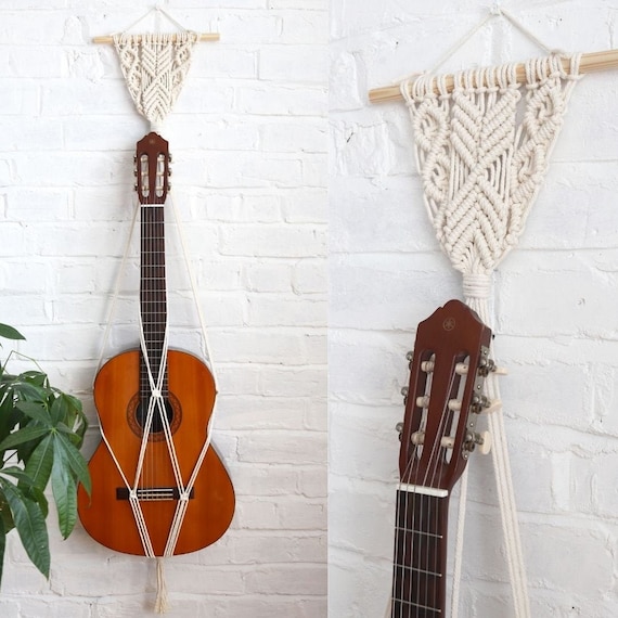 Support de guitare acoustique Macrame, décor mural, support mural, cintre  mural 100% coton, cintre dinstrument Boho, sangle de guitare, cadeau de  guitare Boho -  France