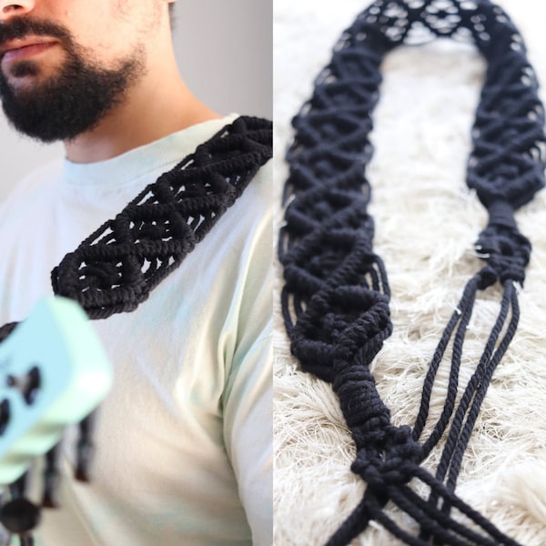 Macrame Custom Ukulele Strap, Guitar Instrument Support, Boho Adjustable Gift * MADE TO ORDER *