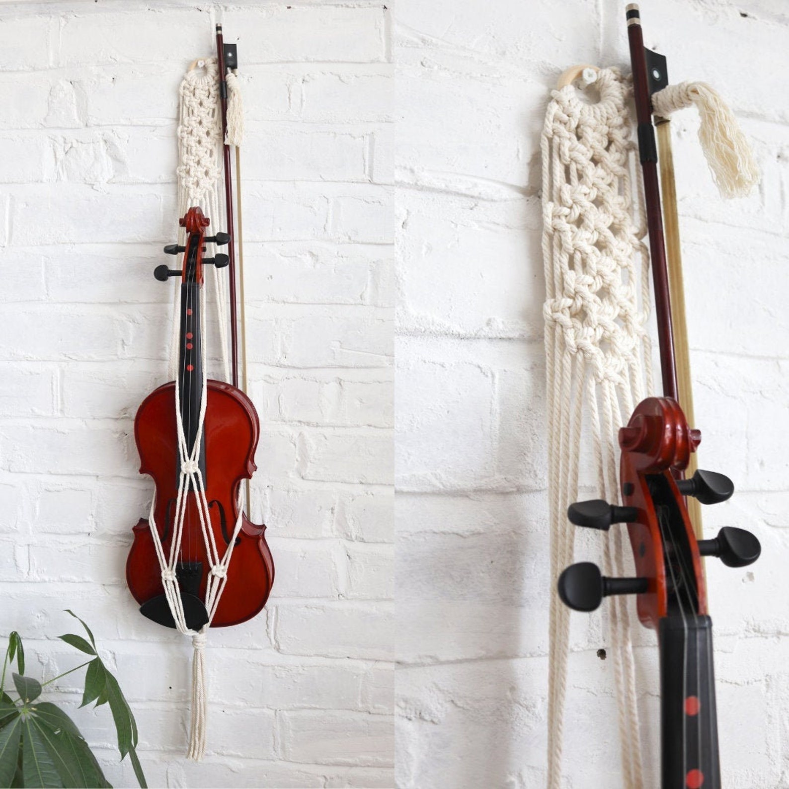 Macrame Violin Holder Stand Wall Decor Wall Mount 100 Etsy