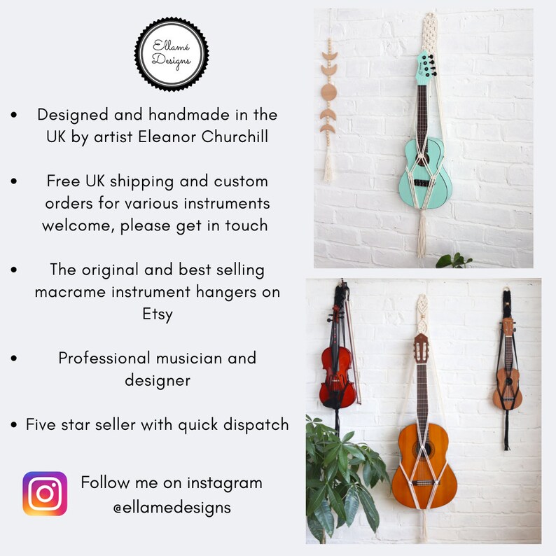 Macrame Ukulele Wall Hanger Ukulele Stand Guitar Wall Decor Etsy