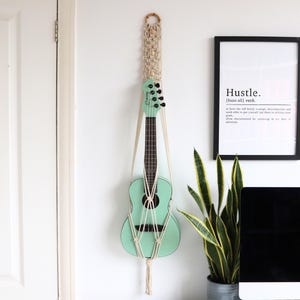 Macrame Ukulele Hanger: Beaded Boho Guitar Wall Decor