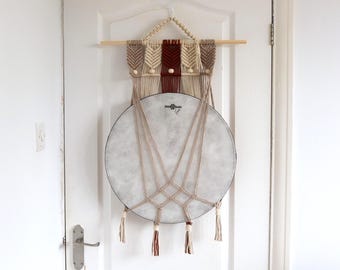 Macrame Drum Wall Mount: Handpan, Shaman, Ocean, Tongue Drum Hanger