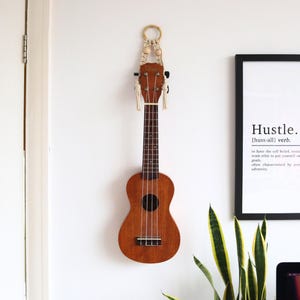 Macrame Ukulele/Guitar Hanger: Boho Wall Mount with Bamboo Hoop