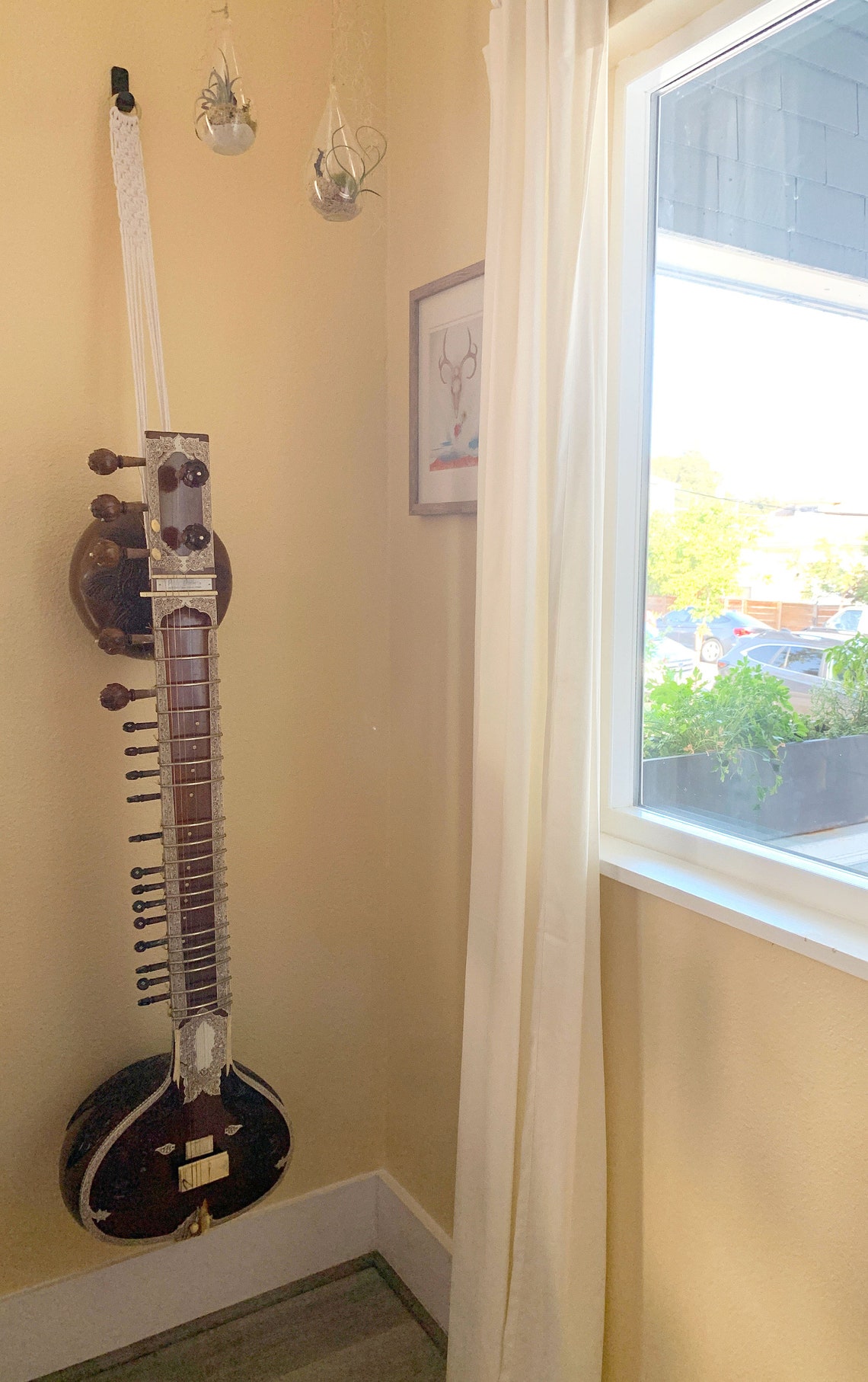 Macrame Sitar Hanger Mount Boho Instrument Sling Wall Etsy