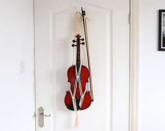 Macrame Violin Hanger: Boho Wall Decor, Instrument Support