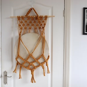 Macrame Drum Wall Mount: Shaman, Ocean, Tongue Drum Hanger Mustard