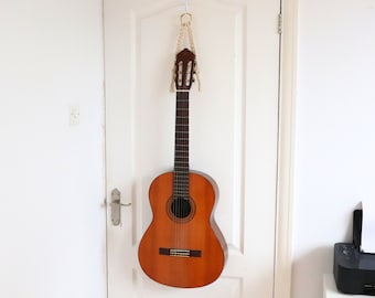Macrame Guitar Hanger: Boho Acoustic Guitar Wall Mount