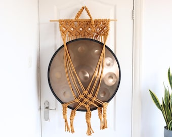 Handmade Macrame Handpan Holder: Boho Wall Mount Display