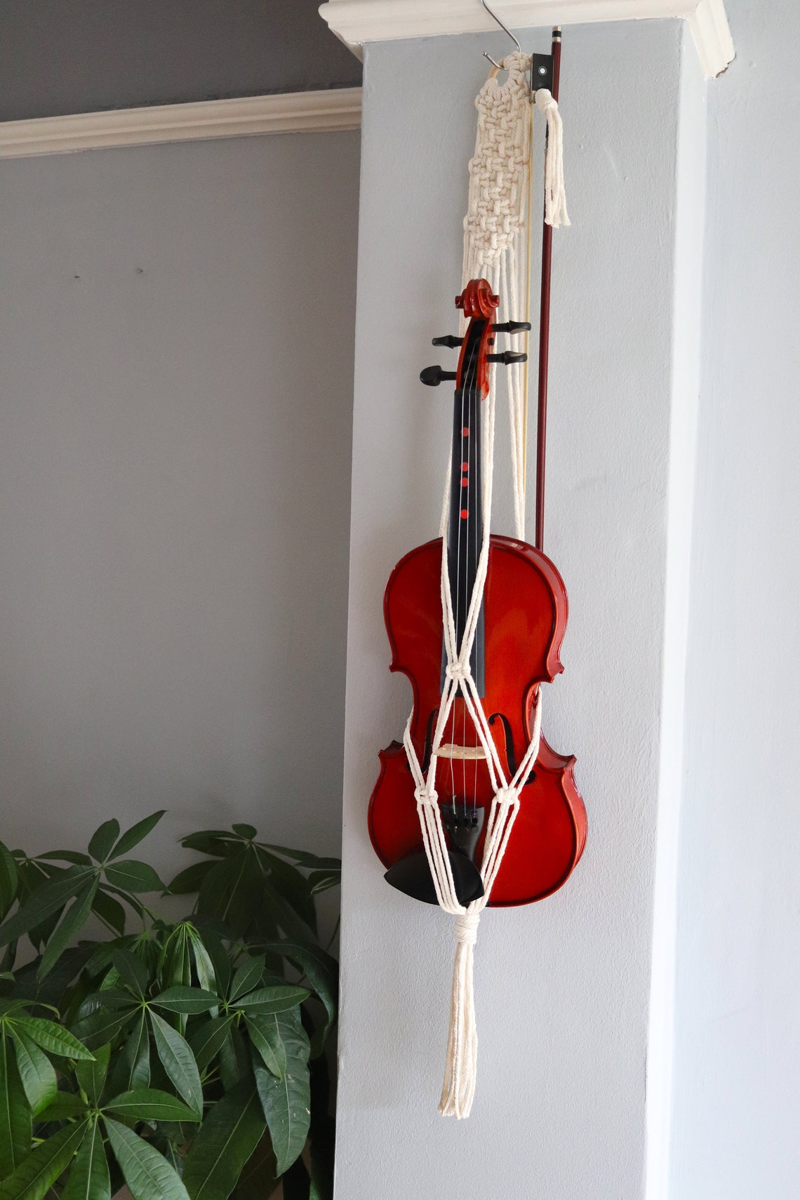 Macrame Violin Holder Stand Wall Decor Wall Mount 100 Etsy