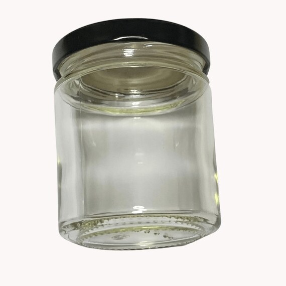 Clear Glass Jars, Black Solid Polyethylene Lined Caps, 6oz, case/24