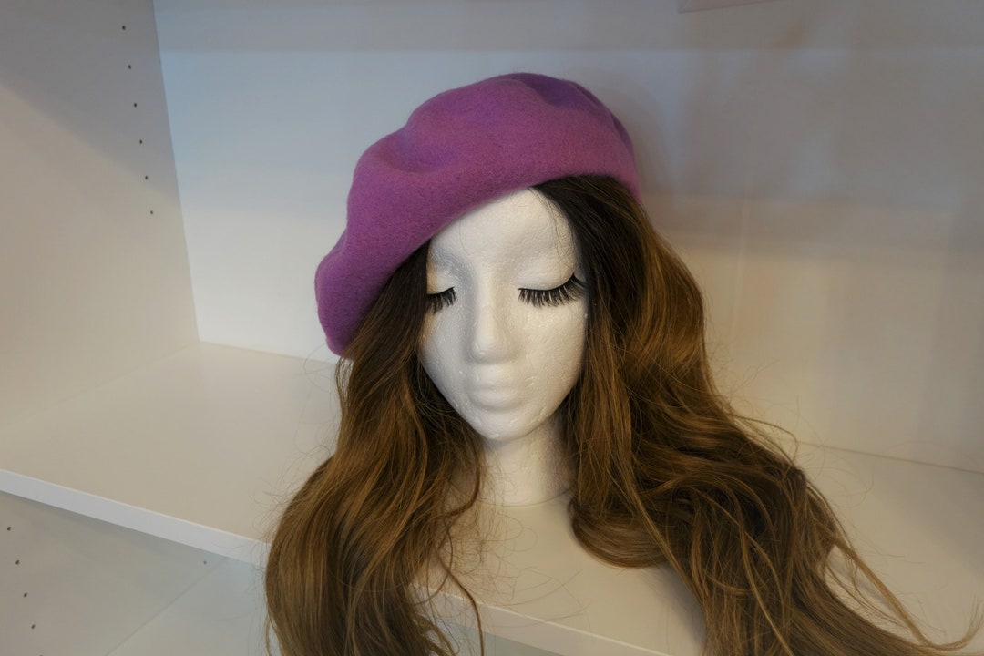 3163 Wool French Beret Hat For Women (purple) DARK PURPLE BERET With Cabillou 100% Wool French Style - Etsy main image 4