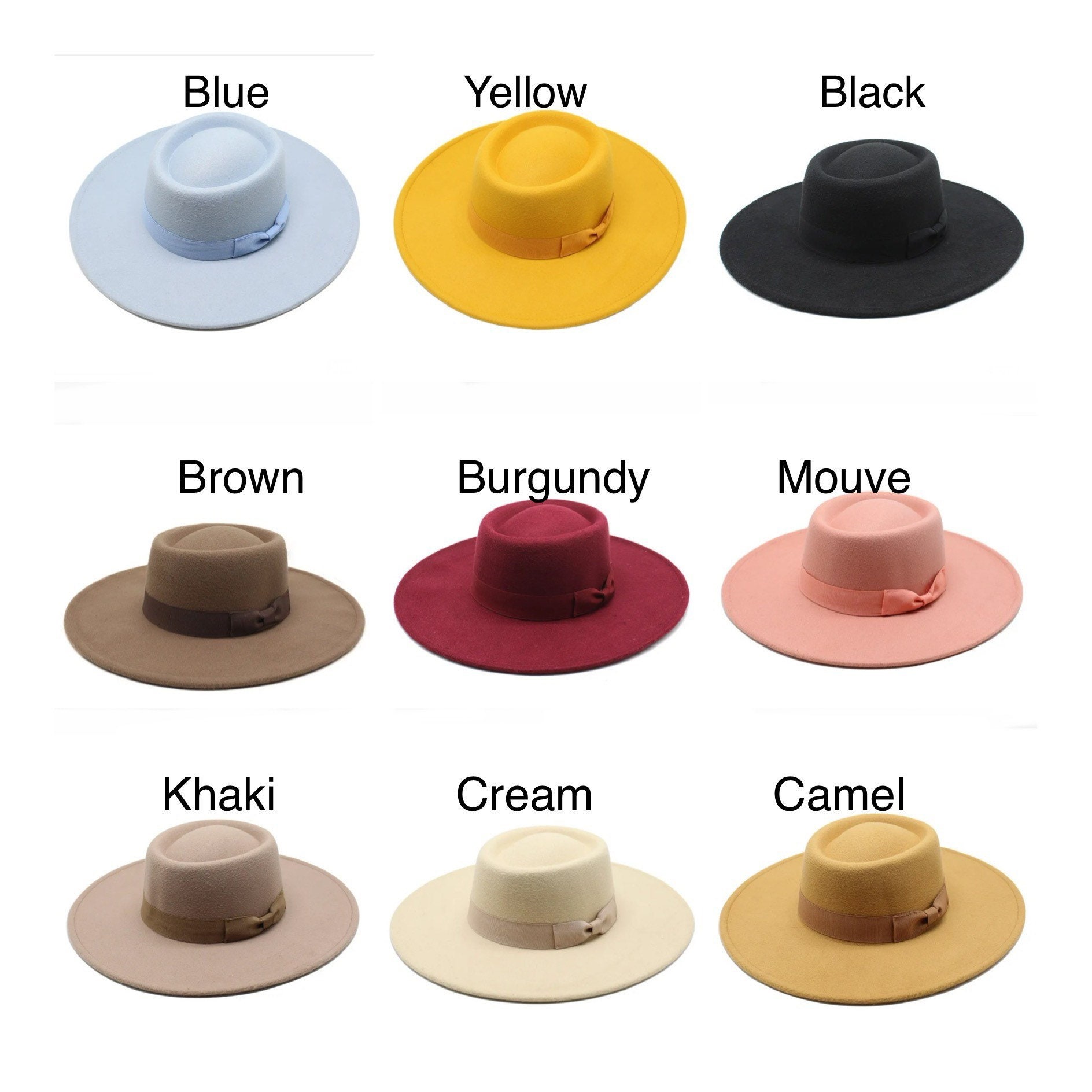 Stiff Ribbon Hat Fedora Hat With Ribbon. Boater Hat. Flat Stiff Brim Fedora. Wide Brim ...