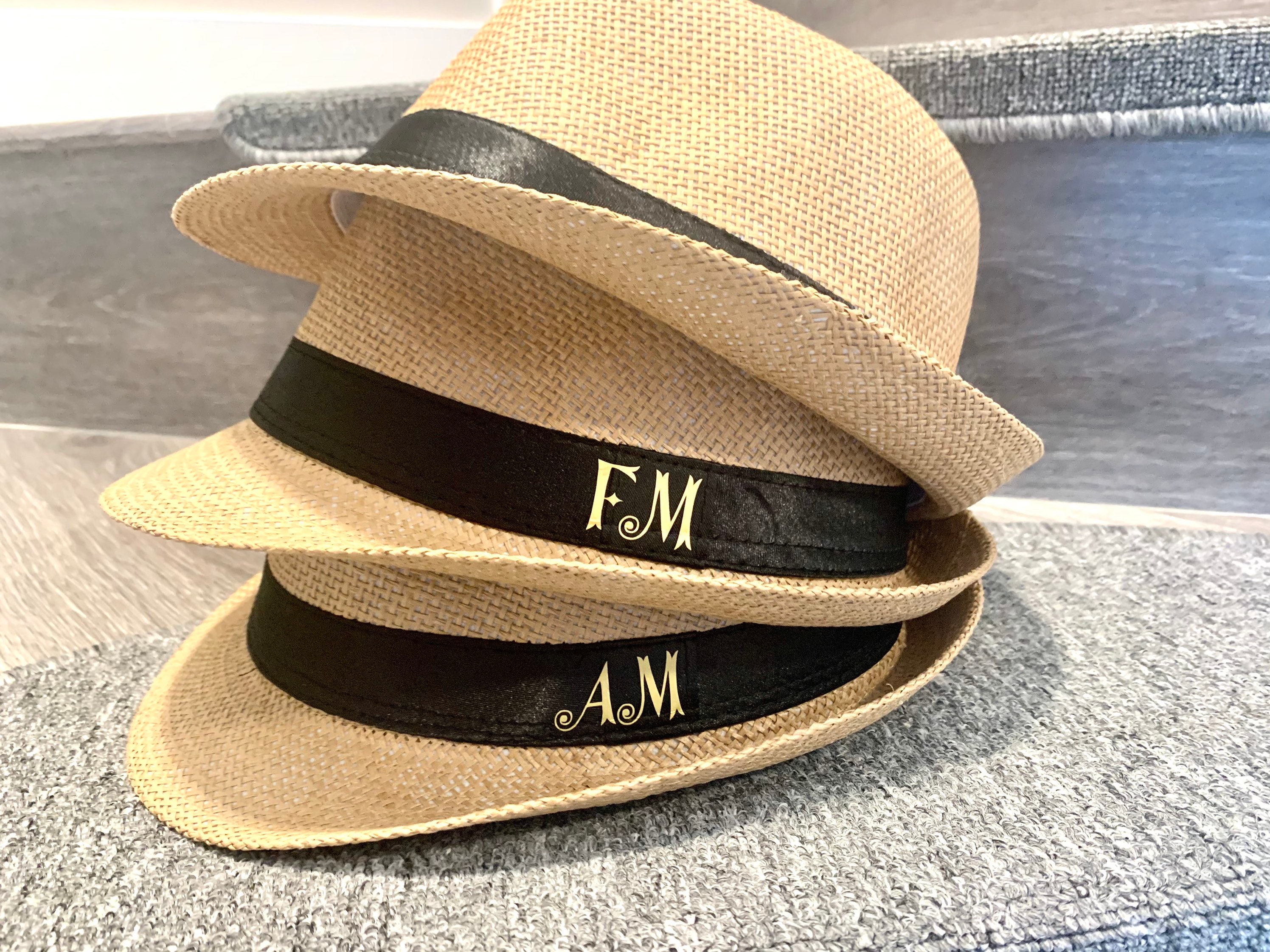 【ほぼ未使用】SÜB suess Straw Hat 親子セット Sale!personalized Parent & Child Straw Fedora Hat Set.unisex